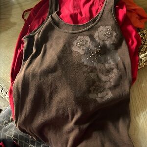 Brown Floral Tank Top